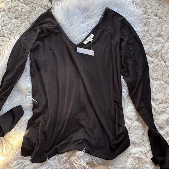 NWT Madewell Jersey V-Neck Long-Sleeve Top in black - Picture 11 of 14
